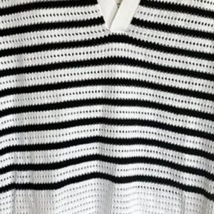 Calvin Klein cotton pointelle polo collar sweater black brixton striped
